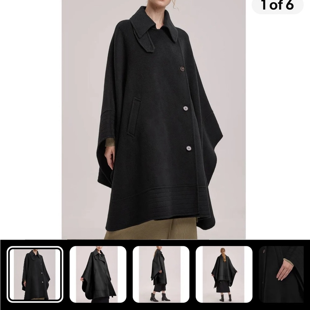 Blue Cashmere and merino shawl cape coat swing wrap Nap nwt unique